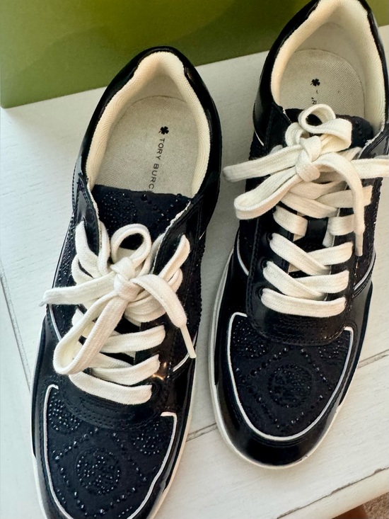 Tory Burch Shoes - Tory Burch! T-Monogram Clover Court/ Black w/Crystals. size 8.5